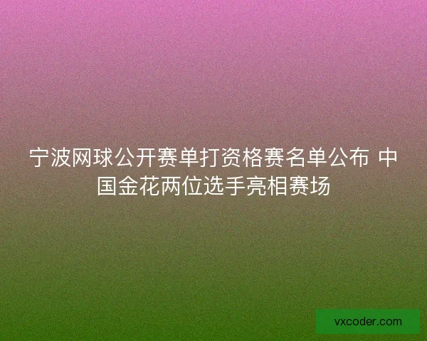 宁波网球公开赛单打资格赛名单公布 中国金花两位选手亮相赛场